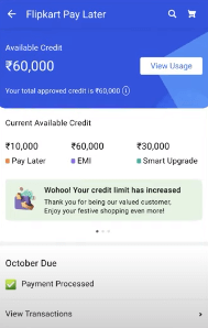 flipkart pay later credit limit