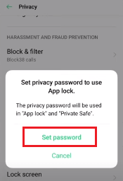 oppo app hide set password
